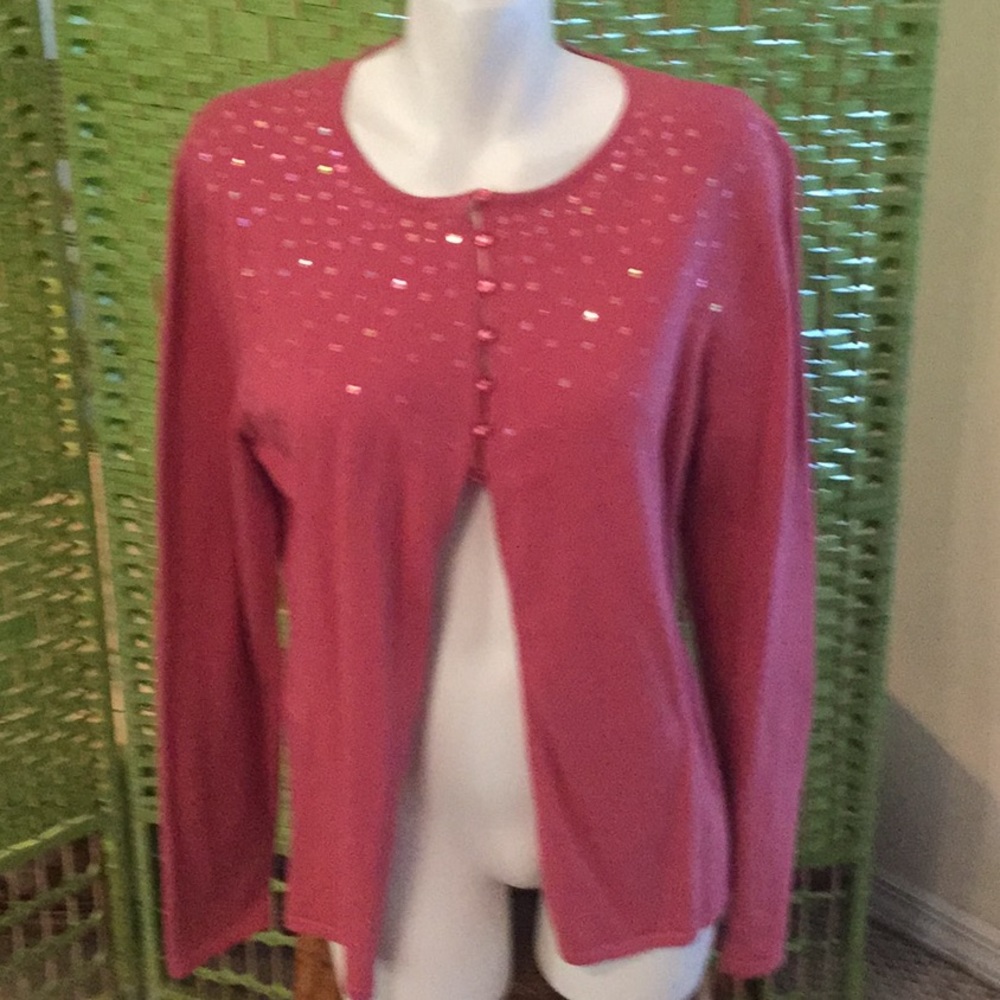 Women’s Pink Sequined Cardigan Sweater